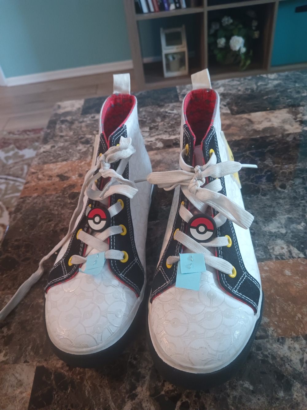 Kids White High-Top Sneakers with Poké Ball Accent
